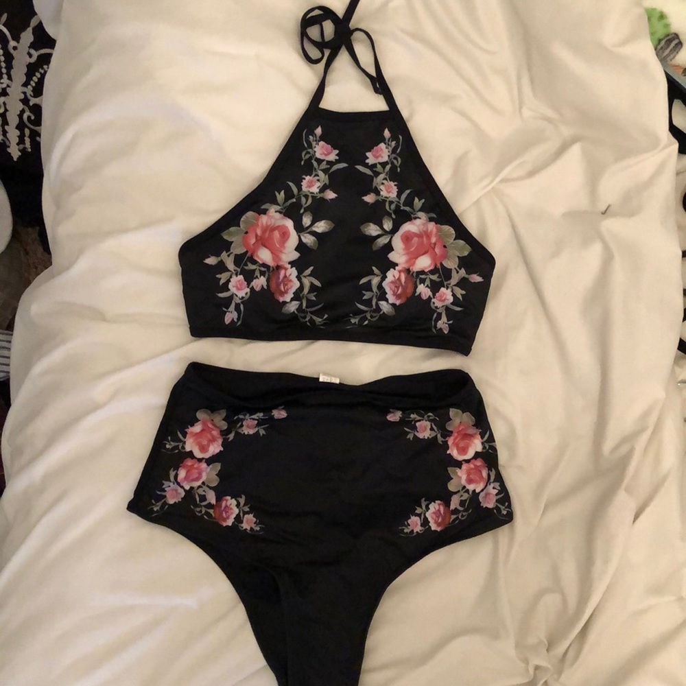 Floral High Waisted Swimsuit